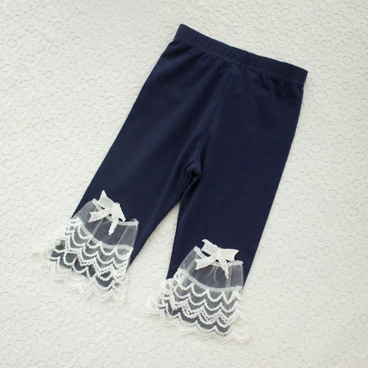 Girls Leggings Summer Style Children's Clothing Calf-length Baby Mesh Spliced Bow Lace Leggings Kid's Pants, Size 100-150 - Image 3