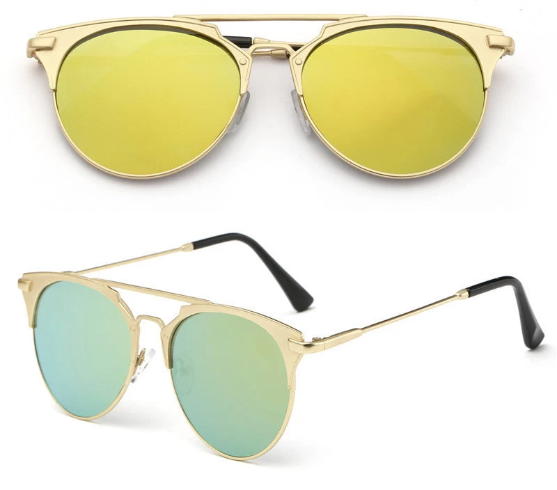 Pink Vintage Ladies Women Sunglasses Round Fashion Luxury Flat Mirror Sun Glasses Sunglasses For Women Oculos De Sol Feminino - Image 2