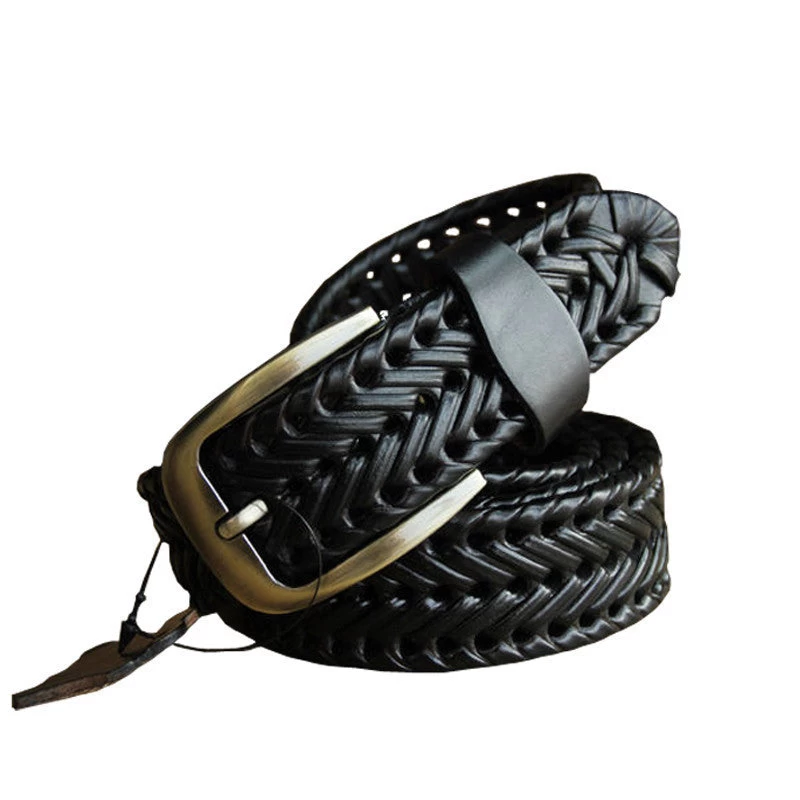 Belt Man Fashion Mens Belts Luxury Genuine Leather Brown Braided Cow Skin Straps Men Jeans Wide Girdle Male 3 Colors - Image 4