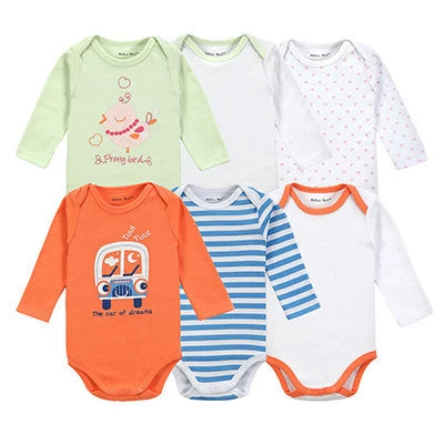 6 Pieces Baby Girl Clothes Boy Long Sleeve Bodysuits Born Clothing With Character Printed Infant Jumpsuit Overall - Image 4