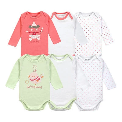 6 Pieces Baby Girl Clothes Boy Long Sleeve Bodysuits Born Clothing With Character Printed Infant Jumpsuit Overall - Image 3