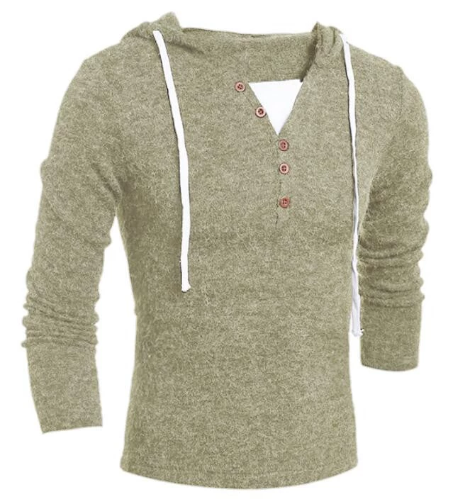 V-Neck Sweaters Stylish Knitted Long Sleeve Hooded Sweater Men Sweater Male Sweaters Pullover-Size XXL - Image 3