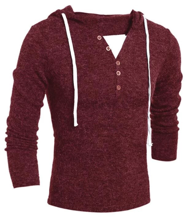 V-Neck Sweaters Stylish Knitted Long Sleeve Hooded Sweater Men Sweater Male Sweaters Pullover-Size XXL - Image 4