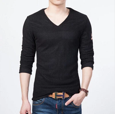 Knitted Male Sweater Korea Spring Long-sleeve Pullover V Neck Knitwear Stripe Handsome Men's Clothes M-5XL - Image 5