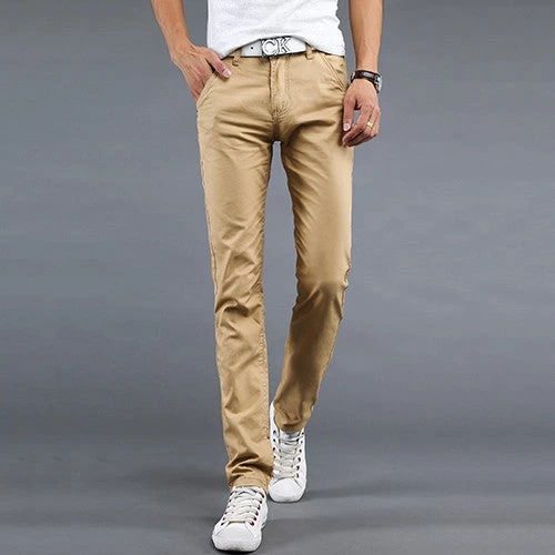 Mens Pants Khaki Fashion Men's Pants Casual Cotton Man Pants Supply Fit Straight Trouserss Black And Khaki - Image 5