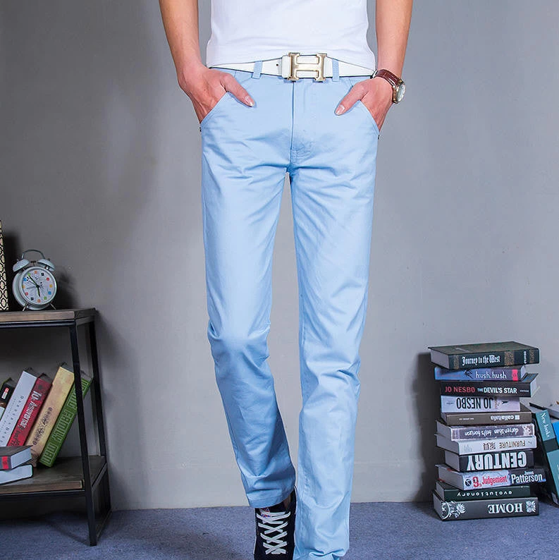 Mens Pants Khaki Fashion Men's Pants Casual Cotton Man Pants Supply Fit Straight Trouserss Black And Khaki - Image 3