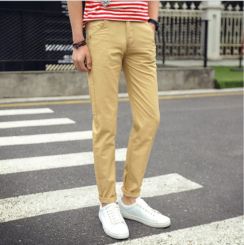 Mens Pants Khaki Fashion Men's Pants Casual Cotton Man Pants Supply Fit Straight Trouserss Black And Khaki - Image 11