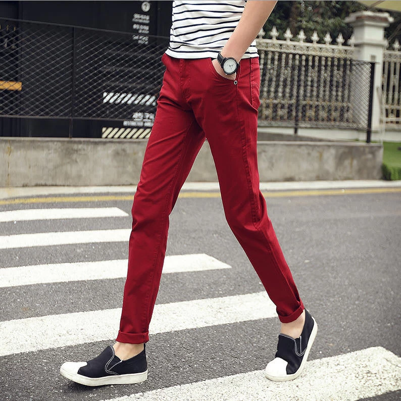Mens Pants Khaki Fashion Men's Pants Casual Cotton Man Pants Supply Fit Straight Trouserss Black And Khaki - Image 12