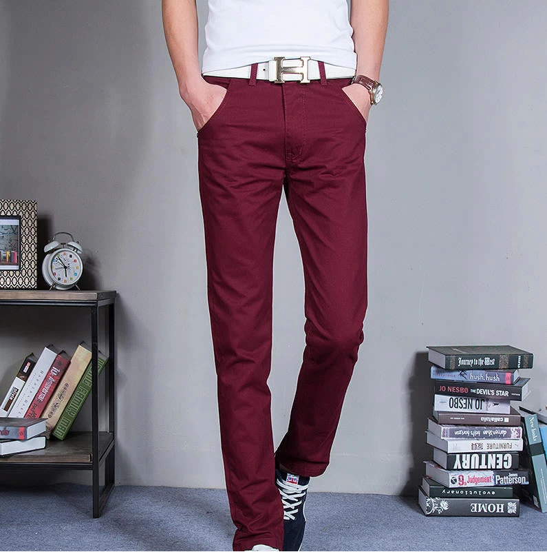 Mens Pants Khaki Fashion Men's Pants Casual Cotton Man Pants Supply Fit Straight Trouserss Black And Khaki - Image 2