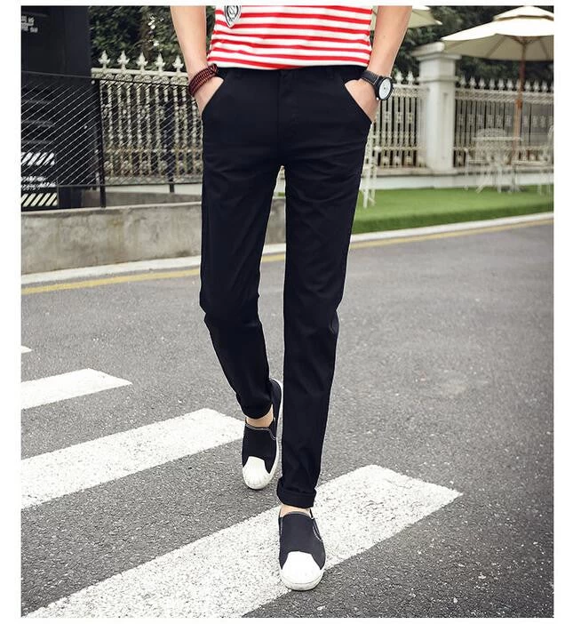 Mens Pants Khaki Fashion Men's Pants Casual Cotton Man Pants Supply Fit Straight Trouserss Black And Khaki - Image 13