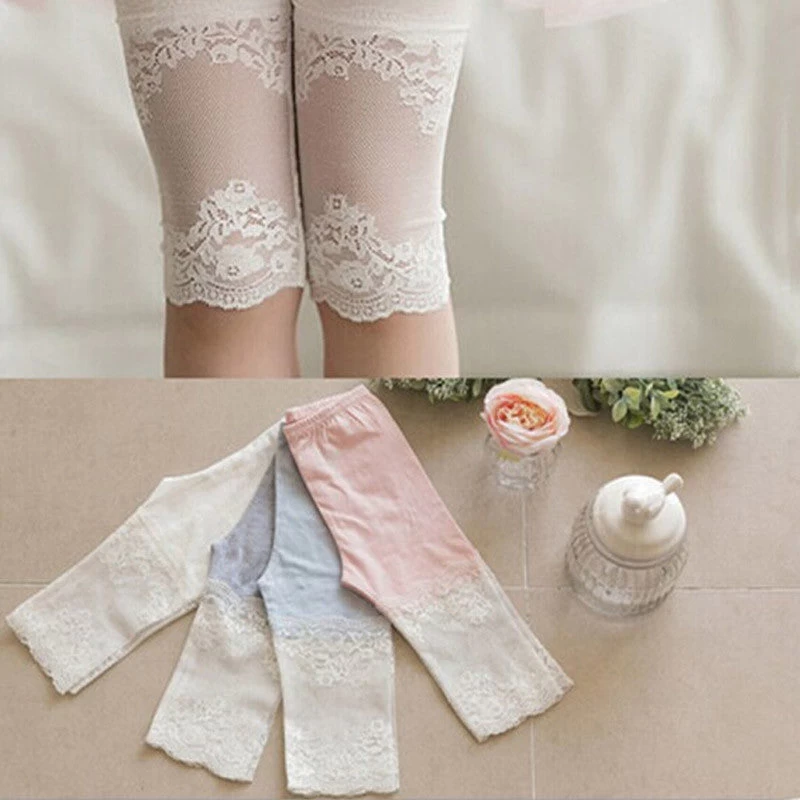 Stylish Kids Legging Girls Baby Summer Cotton Pants Lace Patchwork Stretch Leggings Kids Girls Leggings