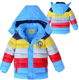 Down Cotton Boys Jacket Boy Coats Baby Clothes Winter Striped Christmas Jackets Girls Coat - Image 2
