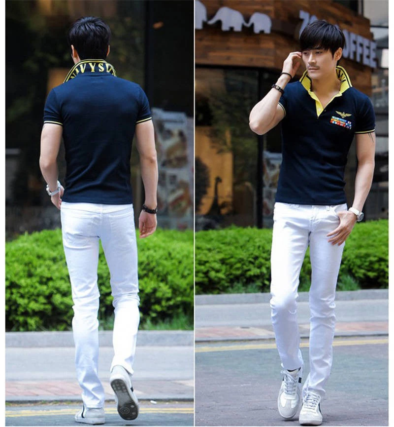 Sell White Ripped Jeans Men With Holes Super Skinny Famous Designer Slim Fit Destroyed Torn Jean Pants For Male AY991 - Image 3