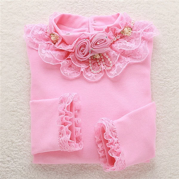 Fashion Children Kids Girls Blouses Baby Girls Long Sleeved School Lace White Shirts Tops&tees TD014 - Image 12