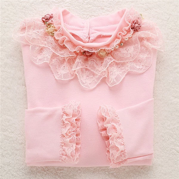 Fashion Children Kids Girls Blouses Baby Girls Long Sleeved School Lace White Shirts Tops&tees TD014 - Image 8