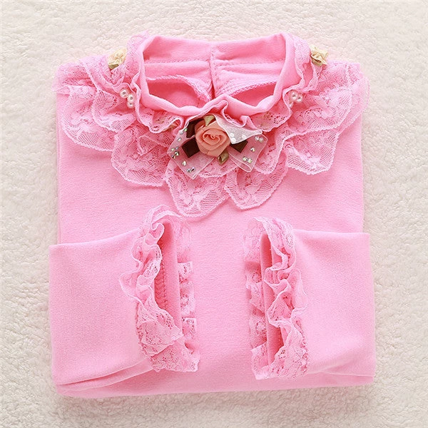 Fashion Children Kids Girls Blouses Baby Girls Long Sleeved School Lace White Shirts Tops&tees TD014 - Image 6