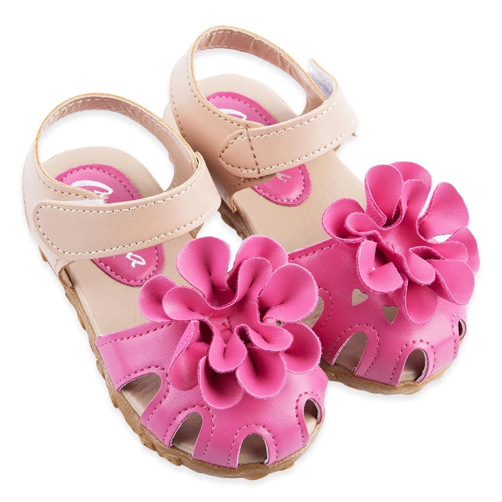 Summer Cool PU Leather Flower Design Skidproof Sandals Shoes For Baby Girls Cute Beauty Princess Design - Image 2