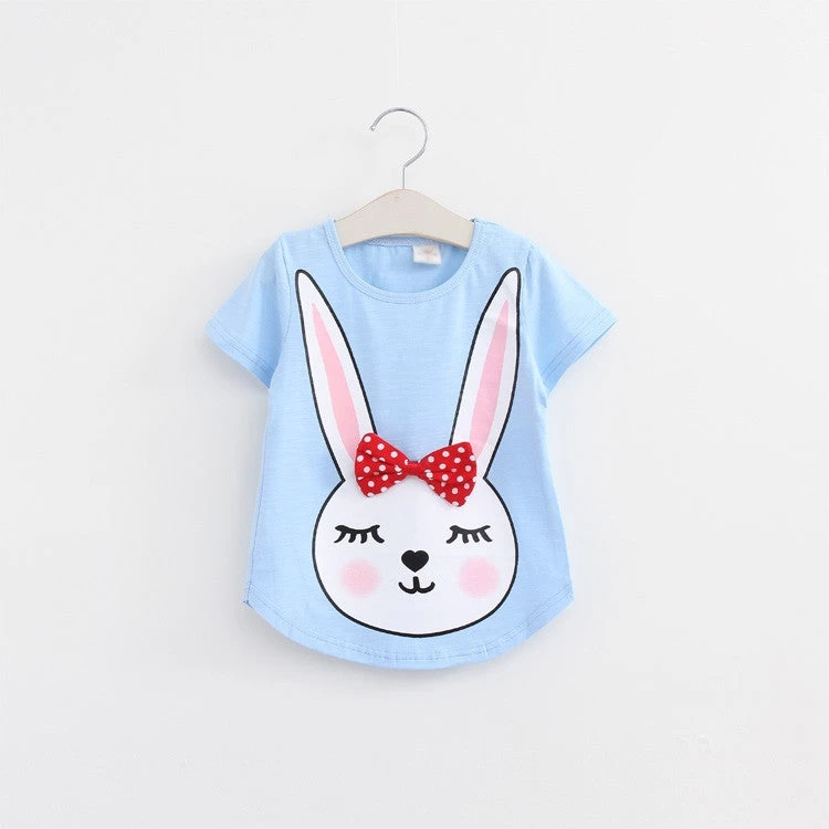 Baby T Shirts For Girls Cotton Short Sleeve Rabbit Cartoon Print Tees Spring Kids Cute Tops Girl T-shirt - Image 2