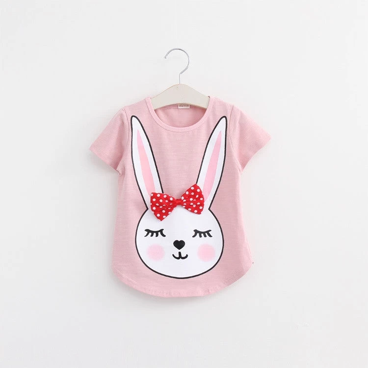 Baby T Shirts For Girls Cotton Short Sleeve Rabbit Cartoon Print Tees Spring Kids Cute Tops Girl T-shirt - Image 3