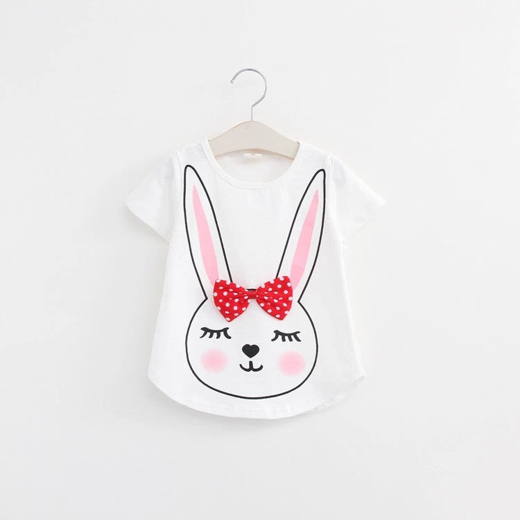 Baby T Shirts For Girls Cotton Short Sleeve Rabbit Cartoon Print Tees Spring Kids Cute Tops Girl T-shirt - Image 4