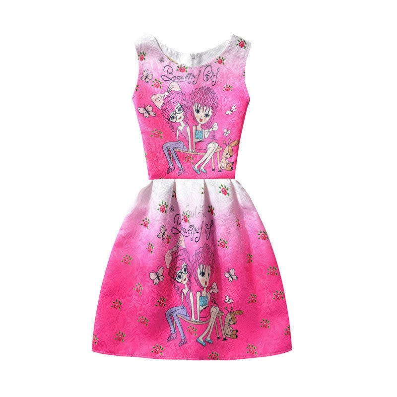 Summer Dress Fashion Print Flower Vest Girls Dresses Designer Princess Party For Baby Kids Clothes Girl Dress Vestido - Image 7