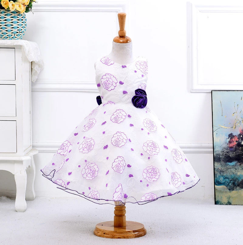 Summer Arrival Flower Princess Girl Dresses,baby Girl Party Dress With Flower 5 Colors Suit For 2-5 Years S001 - Image 3