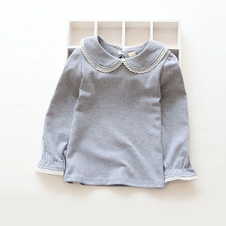 2-8Y Children T-shirts For Girls Spring Autumn Cotton Girls Clothing Fashion Solid Girls Long Sleeve Shirts - Image 3