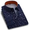 Spring Men Casual Shirts Fashion Long Sleeve Printed Button-Up Formal Business Polka Dot Floral Men Dress Shirt