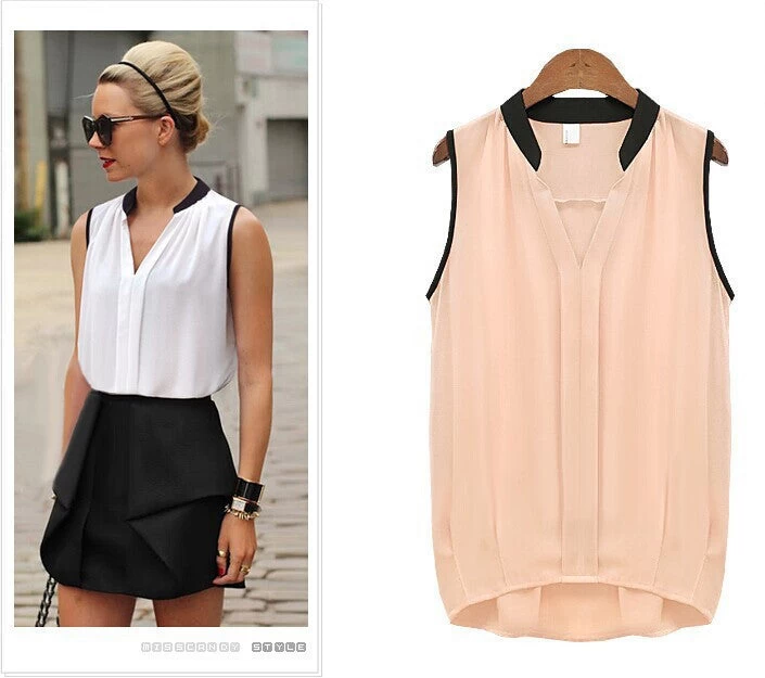 Solid Chiffon Women Blouses O-Neck Sleeveless Sexy Shirt Casual Tops Clothing - Image 3