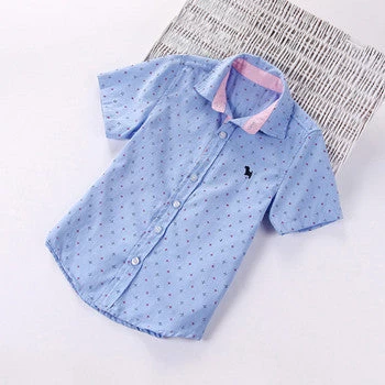 Children Boys Brand Fashion Kids Cotton Cloth Short-sleeved Shirts,Fit For 3-10 Years Kids Boys - Image 3