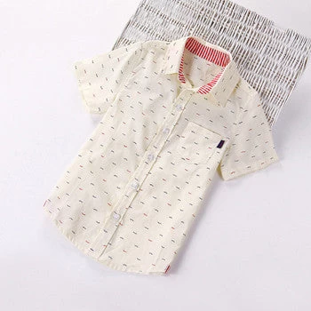 Children Boys Brand Fashion Kids Cotton Cloth Short-sleeved Shirts,Fit For 3-10 Years Kids Boys - Image 2