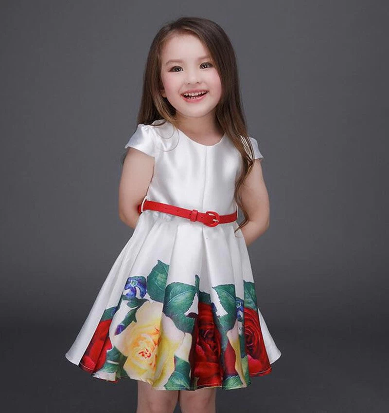 Summer Girls Dress White Designer Brand Children Clothing Rose Flower Princess Wedding Party Lace Girl Clothes - Image 7