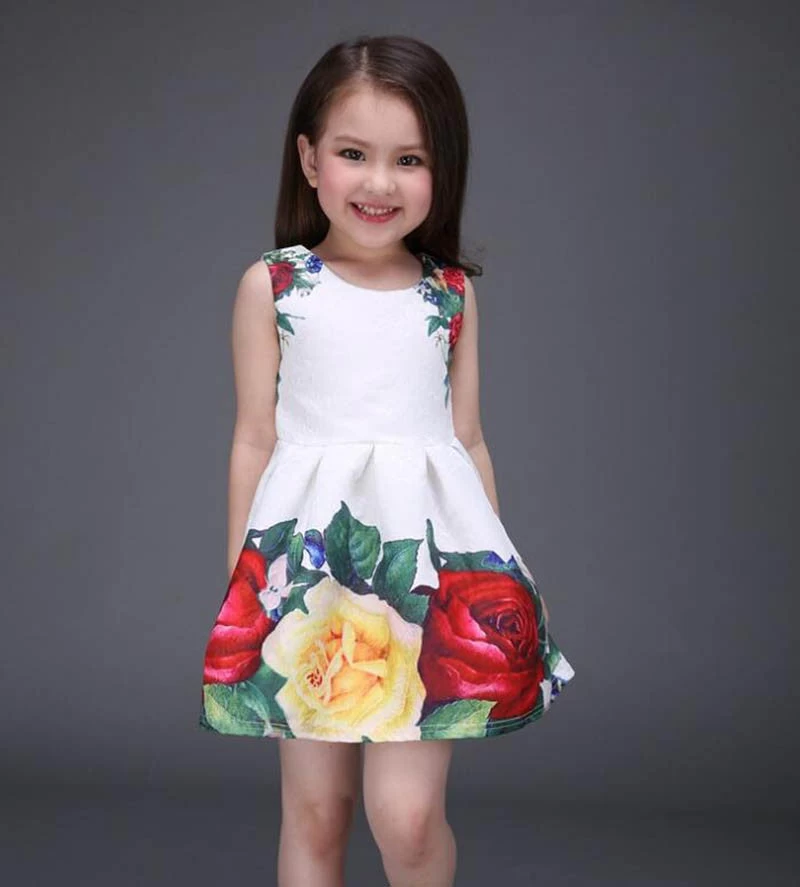 Summer Girls Dress White Designer Brand Children Clothing Rose Flower Princess Wedding Party Lace Girl Clothes - Image 2