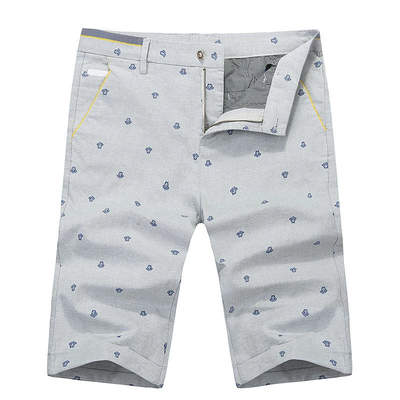 Summer Casual White Mens Polo Shorts Knee Length Straight Cotton Beach Shorts Fashion Print Men Short Pants Plus Size - Image 3