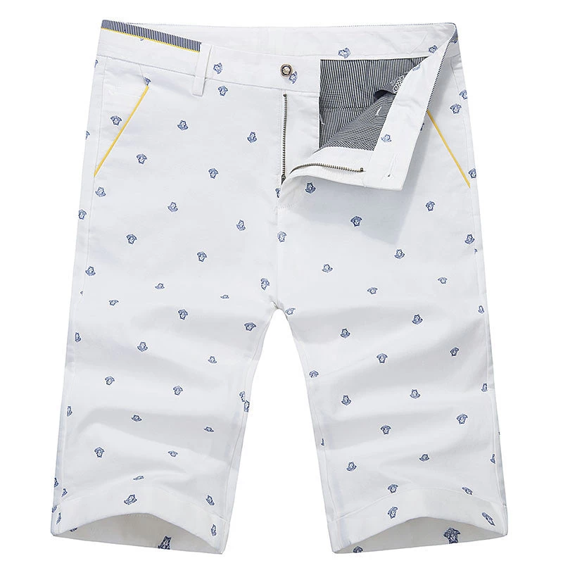 Summer Casual White Mens Polo Shorts Knee Length Straight Cotton Beach Shorts Fashion Print Men Short Pants Plus Size - Image 2
