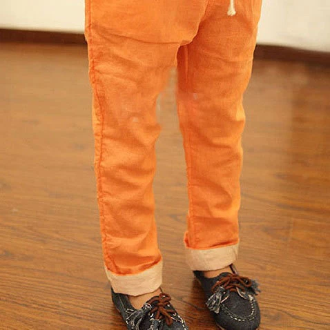 Children Linen Candy Color Pants Big Boys & Girls Summer Breathable Hemp Trousers Kids Drawstring Joggers, YC057 - Image 5