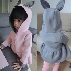 1-7T Toddler Girls Jacket Animal Rabbit Design Cotton Spring Autumn Baby Girl Coat Children Jackets Kids Coat For Girls Clothing