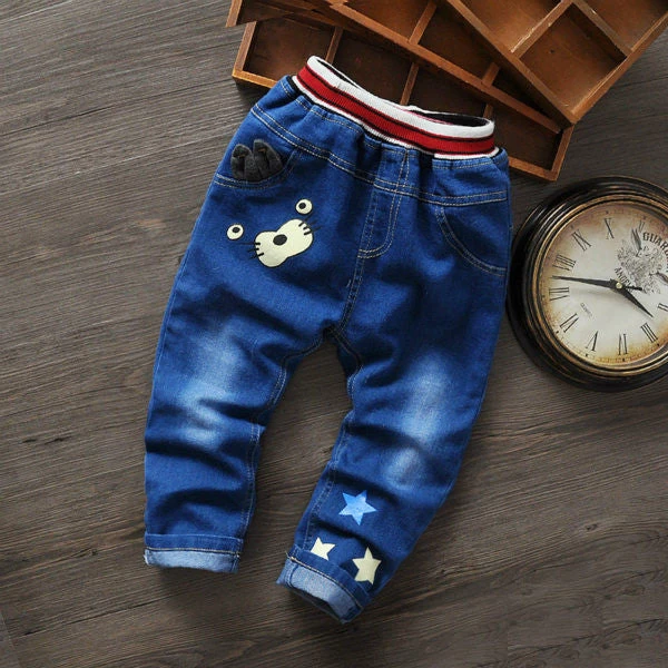 Cartoon Fashion Character Children Kid Baby Boy Girl Jeans Pants - Image 7