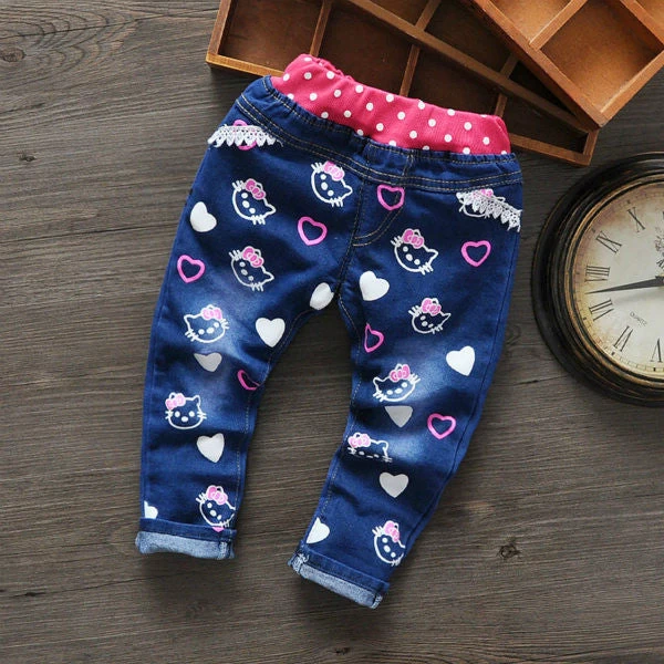 Cartoon Fashion Character Children Kid Baby Boy Girl Jeans Pants - Image 2