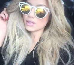 Women Round Cat Eye Sunglasses UV400 High Quality Metal Frame Colorful Glasses