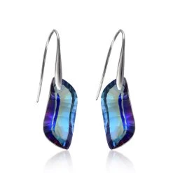 23ct Gem Stone Natural Rainbow Fire Blue Mystic Topaz Dangle Earrings Drop Real Solid Pure 925 Sterling Silver