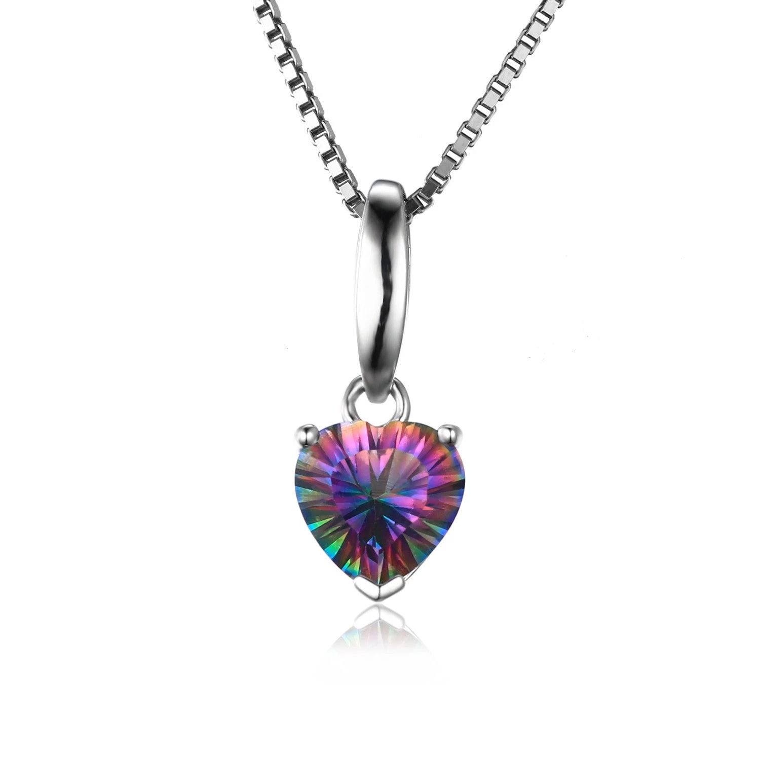Heart Genuine Mystic Fire Rainbow Topaz Pendant Fine Jewelry Pure Solid 925 Sterling Silver Not Include A Chain