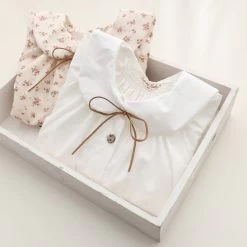 Spring Girls Long Sleeve Cotton White Girl Blouses Child Cute Turn-down Collar Shirt Tops School Shirts Kids Girl Blouse