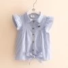 Summer Stripe Butterfly Sleeve Child Girl's Blouses Shirts Children Clothing Baby Child Shirt For 100-140 Cm Kid