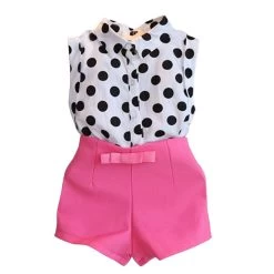 Girls Clothing Sets Girl Baby Clothes Polka Dot Coat + Pink Pants Baby Clothing