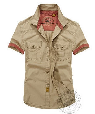 Original AFS Jeep Mens Shirts Short Sleeve Top 100% Cotton Plus Size Loose Men's Shirt Summer Style Military - Image 2