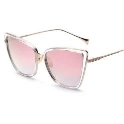 Peekaboo Transparent Mirror Cat Eye Sunglasses Women Brand Designer Luxury Metal Oversize Sexy Cat Eyes Sunglasses Ladies