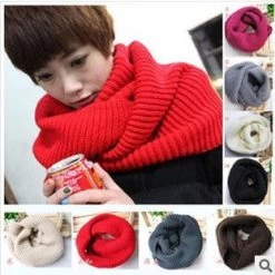 Fashion Winter Warm Ring Scarf Lic Women Wool Shawl Neck Solid Wrap Thicken Unisex Knitted Scarves Female Pink Sq306