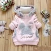 Baby Girls Coat Kids Warm Winter Outerwear Children Hooded Jacket Bunny Sweater Pink&Gray 2-6Y