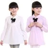 Baby Children's Clothing Spring Big Kids Clothes Long-sleeve Cotton School White & Purple Lace Girls Blouse Children Shirt